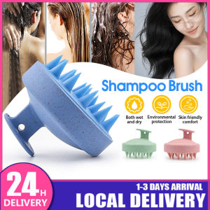 Natural Wheat Scalp Massaging Shampoo Brush Silicone Shampoo Brush Head Scalp Massager Cleaning Head Berus Kepala Silikon Hair Growth Berus Rambut scalp massage scalp brush 按摩刷 洗头刷