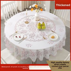 Waterproof Oil-Resistant No-Wash High-End Luxury Thick Round Tablecloth