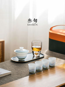SANXUN | Portable Travel Tea Set with Covered Bowl and Quick Serve Cup