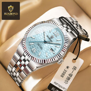 BINBOND High Quality Original Men Clock Waterproof Luminous Date Luxury Man Watch Stainless Steel Quartz Mens Watches Male