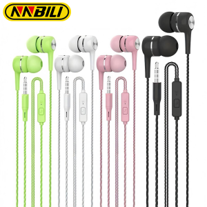 NNBILI 1-4pcs 3.5mm Wired Earphone In Ear HIFI Heavy Bass Earbuds Monitor Sports Stereo Music Gaming Headphone with Microphone