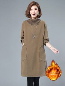 เสื้อสเวตเตอร์คอวีหนาสำหรับผู้หญิงในฤดูใบไม้ร่วงและฤดูหนาว เสื้อชั้นในแบบยาวปานกลาง ทรงหลวม สไตล์เกาหลี ปกติ