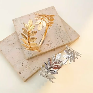 Lovelylife🔥Cincin Lengan Daun Populer Logam Terbuka Gelang Cincin Lengan Berlebihan yang Dapat Disesuaikan