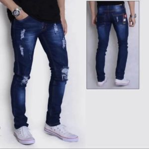 CELANA PANJANG PRIA JEANS SOBEK LUTUT//RIPEED JEANS TERBARU