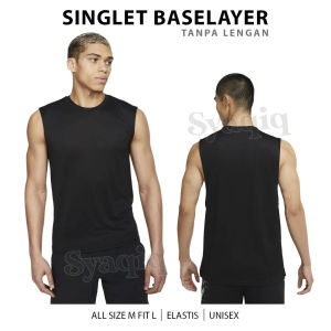 Baju Baselayer Manset Tanpa Lengan Singlet Lekbong Hitam Manset Olahraga