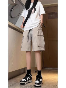 Khaki Workwear Short Pants Men Summer Trendy Nylon Waterproof Outdoor Casual Sports Five-Quarter Length Straight Leg Trousers