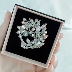 SO SEOUL Leilani Oversized Flower Bouquet Aurore Boreale Austrian Crystal Rollover Clasp Brooch