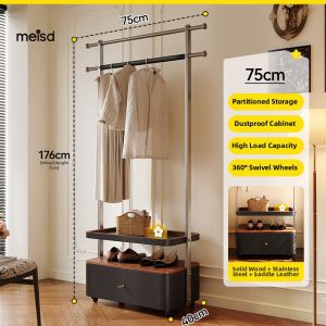 MEISD | Moveable Saddle Leather Coat Rack Storage Box