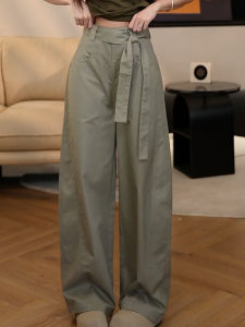 Fashionable Casual Pants Womens Summer 2025 Loose Wide Leg Floor-Length Pants High Waist Street Style Sporty Leisure