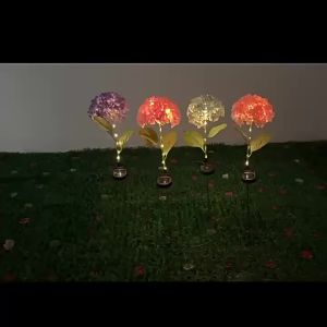 Solar Hydrangea Flower Lights Outdoor Courtyard Decoration LED Simulation Flower Lights Solar Lawn Lights for Garden Decorate