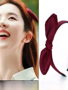 เข็มขัดผ้าลายดอกกุหลาบสไตล์หวานพร้อมโบว์ผีเสื้อสำหรับหัวสูง เครื่องประดับผมสไตล์สตรีทแฟชั่นสำหรับผู้หญิง