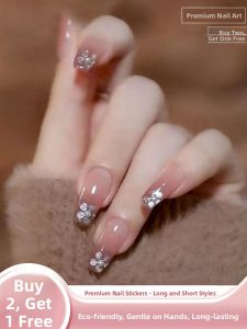 MONLEYTA | Wearable Manicure Nail Patches Short Style Ice Transparent Color French Design Ready-to-Wear Summer New Arrival