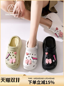 รองเท้าแตะพื้นหนาสำหรับผู้หญิงในช่วงฤดูร้อน รองเท้าแตะแบบสวมลำลอง รองเท้าแตะชายหาดแบบสวมสองทาง ทรงหัวมน ระบายอากาศได้ดี รองเท้าแตะแบบสวมหัวเข็มขัด