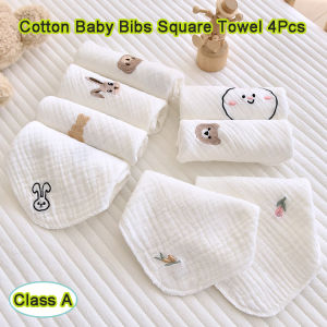 Class A Cotton Gauze Baby Bibs Saliva Towel Cartoon Embroidery Newborn Square Towel Face Towel 25CM