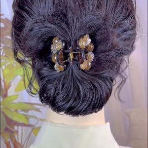 Kẹp Tóc Ngọc Trai Hoa Trà Mới 2025 Kẹp Tóc Nửa Đầu Sang Trọng Cho Tóc Ít Ở Phía Sau Đầu Kẹp Tóc Cá Mập