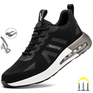 QINHUIZE Fashion Air Cushion Mens Work Safety Shoes Steel Toe Protective Sneakers Anti-puncture Work Safety Boots