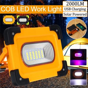 1000W Solar Light Outdoor Waterproof Flood Light Portable Magnetic Work Light USB Rechargeable Camping Light With Solar Power Bank