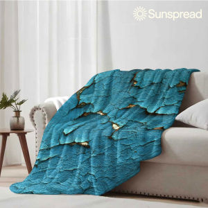 Beast Kingdom | Cracked Blue Paint Soft Warm Flannel Blanket Lightweight Cozy Christmas Halloween Home Decor Room