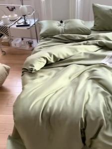 1pc Fitted Sheet Summer Cooling Lyocell Bamboo Fiber Mattress Cover with Deep Pocket Silky Green Home Bedspread us queen 152*203