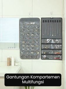 Inaso Gantungan Perhiasan Aksesoris Display Hanger Rak Gantung Kain Kanvas Dinding Anting Kalung Cincin Storage Bag Organizer Lemari Gantung HDK315