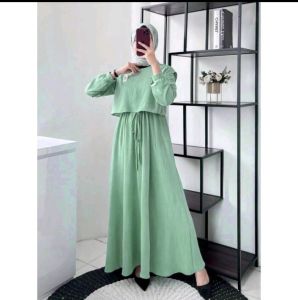ALESHA Maxy Gamis Cringkle Remaja Polos / Baju Ibu menyusui Kekinian Adem Nyaman