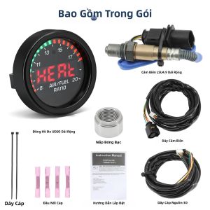RYSJM | Bộ Đồng Hồ Đo Tỷ Lệ Nhiên Liệu Không Khí O2 Băng Rộng 52mm Kỹ Thuật Số Kèm Cảm Biến AFR 30-4110 Dòng X Để Giám Sát Xe Hơi