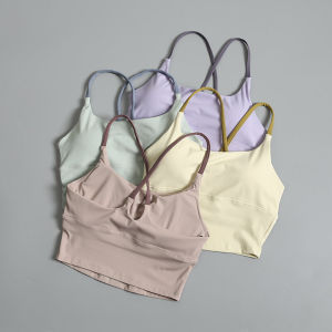 Summer Thin Sports Bra Womens Running Vest Anti-Shock Gathered Beauty Back Strap Fitness Set Yoga Wear Nylon Lining Quick Drying Breathable