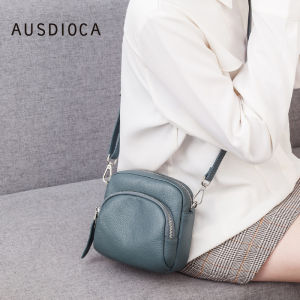 Crossbody Shell Bag Womens Top Layer Cowhide Leather Handbag Stylish Versatile Shoulder Bag for Mature Women Casual Use