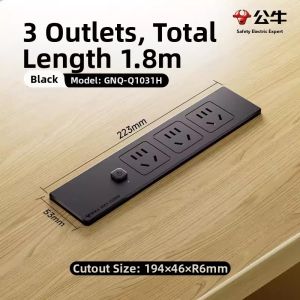 Bull | Multi-function Desktop Recessed Hidden Socket Strip Thin with Switch and Ethernet USB