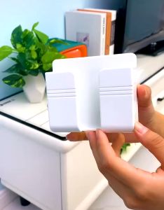 Kệ Dán Tường Để Remote Đồ Dùng/ Giá Đỡ Sạc Điện Thoại Có Móc Treo Giữ Dây Điện