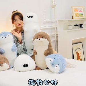 Large Lazy Otter Plush Doll Soft Seal Teddy Bear Plush Toy Stuffed Sea Lion Animals Sleep Hugging Pillow Kids Boys Girls