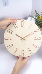 Elegant Nordic-Inspired 12-Inch Silent Quartz Wall Clock with Wood Grain Pattern