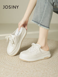 Josiny | Thick Soled White Shoes Slip On Semi-slipper