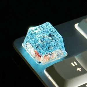 Keycap Nhựa Cá Nhân Hóa Với Thiết Kế Giọt Nước Lá Vàng Và Bạc Trong Suốt Cho Bàn Phím Cơ Có Trục Chéo Đi Kèm
