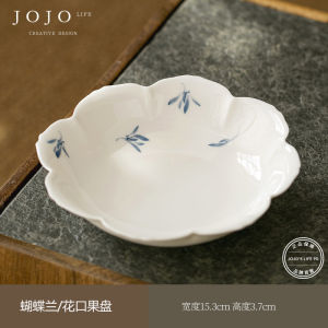 Hand-Painted Ceramic Orchid Tea Pot Lid Tray Fruit PlateHU TAOS L. PD. Purple Spring Gap Simple Style Handmade Ornaments