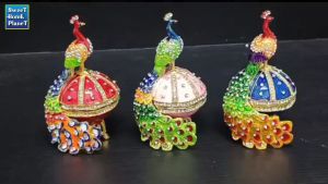 Rhinestones Peacock Figurine Hinged Trinket Boxes Unique Gift Hand-Plated Enameled Jewelry Box