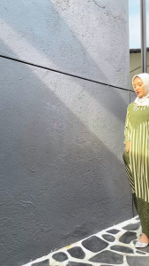 Gamis Rayon Luna Lucu Kerah Tidur Rampel Garis Polkadot LD 110 Busui Friendly