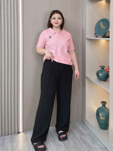 plus Size Womens Loose Wide Leg Pants Summer Thin Elastic High Waist Straight Casual Trousers Drapey Comfortable Korean Style