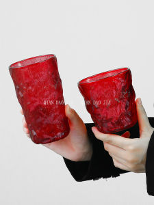 Cốc Thủy Tinh Đỏ Nóng Iceberg High Value Cốc Bia Cốc Trà Sữa Cốc Cà Phê Phụ Nữ Nước Giải Khát Cốc Thủy Tinh Hình Tròn Phong Cách Bắc Âu