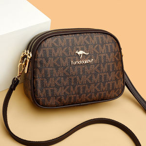 กระเป๋าสะพายข้างผู้หญิงลายดอกไม้หลายชั้นแฟชั่นฤดูใบไม้ผลิ 2024 กระเป๋าสะพายข้างโทรศัพท์มือถือสำหรับคุณแม่ กระเป๋าหนังวัวสไตล์ยุโรป