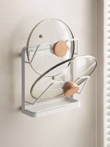 Kitchen Corner Storage Rack Pot Lid Holder Cutting Board Stand Multi-Functional Drainage Shelf No Drilling Required