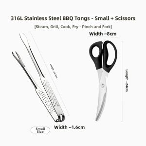 Stainless Steel Grilling Tongs Food Grade Multipurpose Cooking