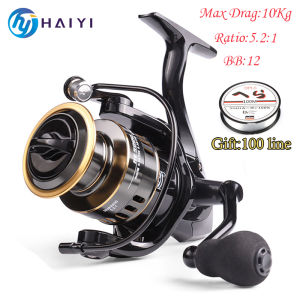 Reel Pancing Metal HE SERIES 500 - 7000 Max Drag 10Kg Reel Pancing Drag 10kg Mini 500-7000 Rell 5.2:1 High Speed Metal Spool Spinning Fishing Reels Outdoor Fishing Tackle