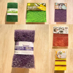 Taiwan Tea Stain Sponge Dishcloth 5 Pieces Set Scouring Pad Kitchen Cleaning Tool for Dishwashing And Removing Tin Cotton Stains