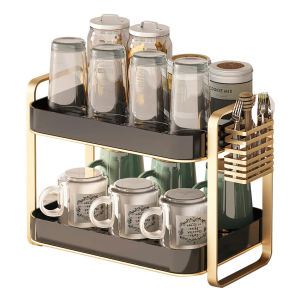 ชั้นวางแก้ว ที่เก็บวัตถุดิบ ชั้นวาง ชั้นคว่ำแก้ว พร้อมถาดระบายน้ำ ชั้นวางของในครัว