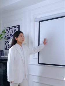 NO.8 shop 60-100 inch Electric high definition Projector Screen with remote control Projector Screen for wall roll