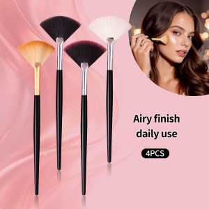 1/4Pcs Fan Brushes for Makeup Soft Synthetic Hair Highlighter Contour Brush Professional Cosmetic Tools for Airy Finish Daily Us