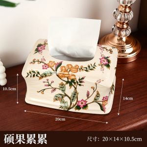 American Style Ceramic Tissue Box Living Room Luxury Drawstring Box European Creative Vintage High End Decoration Accessories