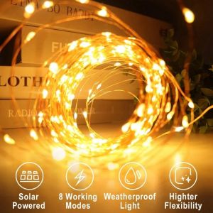 Quivlox Solar Light String 22M Christmas Light Outdoor Waterproof String Fairy Light 300LED Copper Wire Light for Home Christmas Party Decor