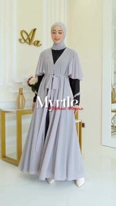 NAMEERA DRESS Bahan Syakila Mix Ceruti Babydoll Gamis Polos Simpel Dress Remaja Terlaris 2023 2024 Daily Set Wanita Ukuran JUMBO Oneset Dress Muslimah Inner + Outer Lengan Panjang OOTD Kondangan Baju Seragam Bridesmaid Busana Muslim Casual Korean Style
